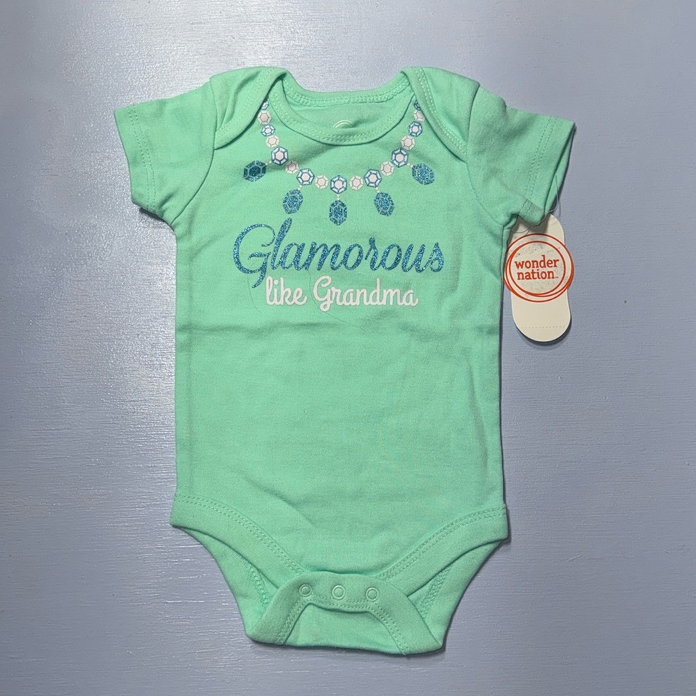 New “Glamorous like Grandma” printed Onesie